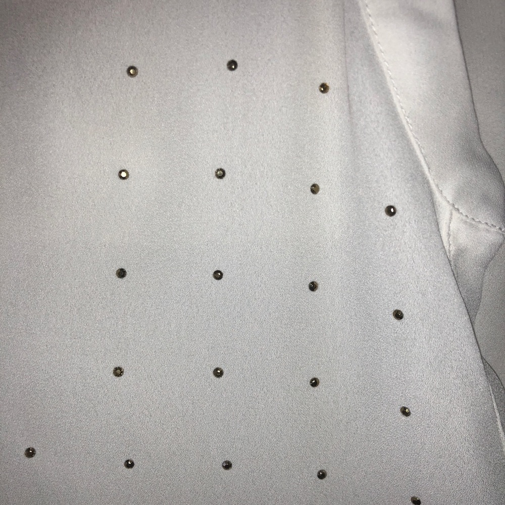Willi Smith Sheer Ivory Blouse with Gold Studs - Picture 3 of 6